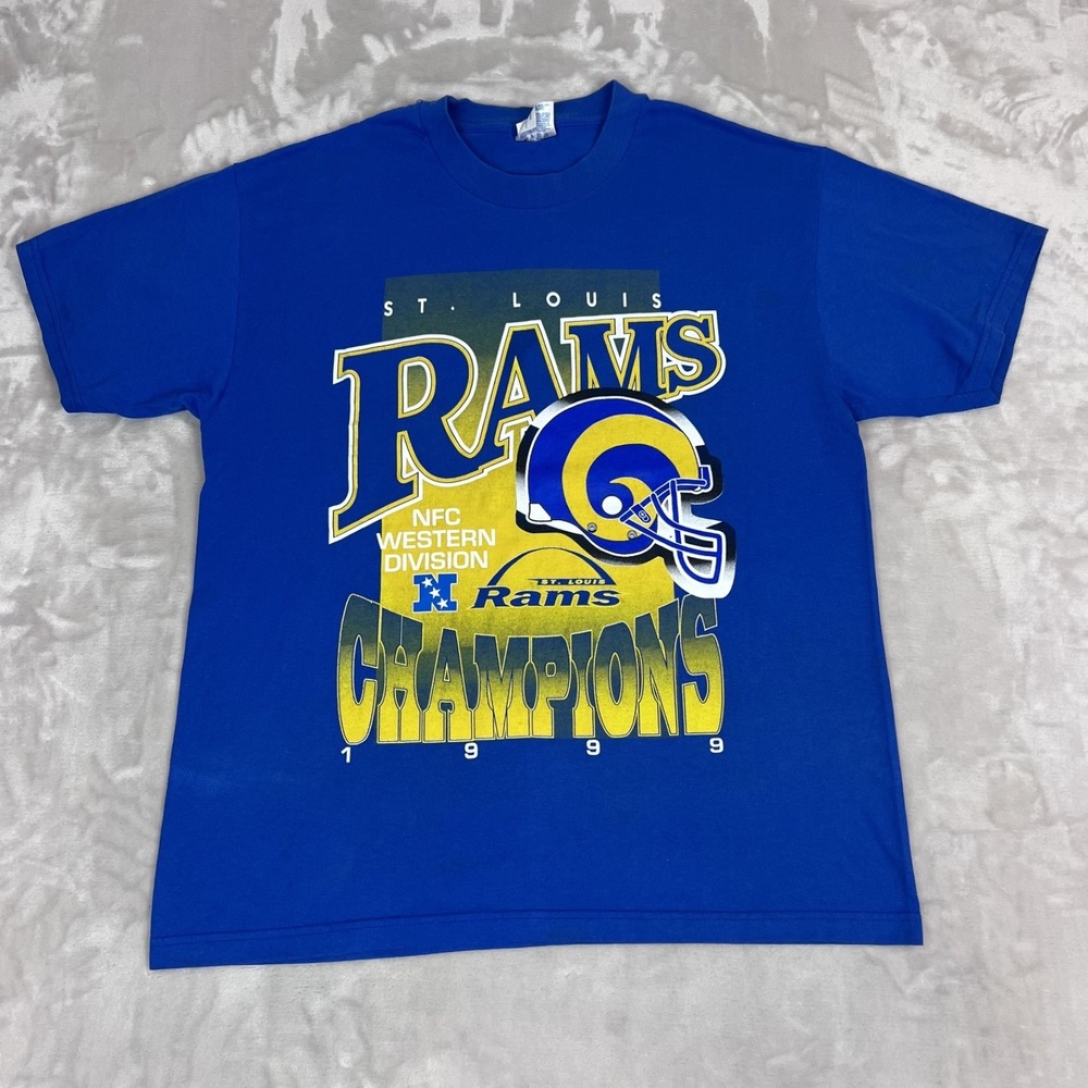 Vintage St Louis Rams Shirt Adult Large 1999 NFC Champions NFL 90s Retro Fanwear